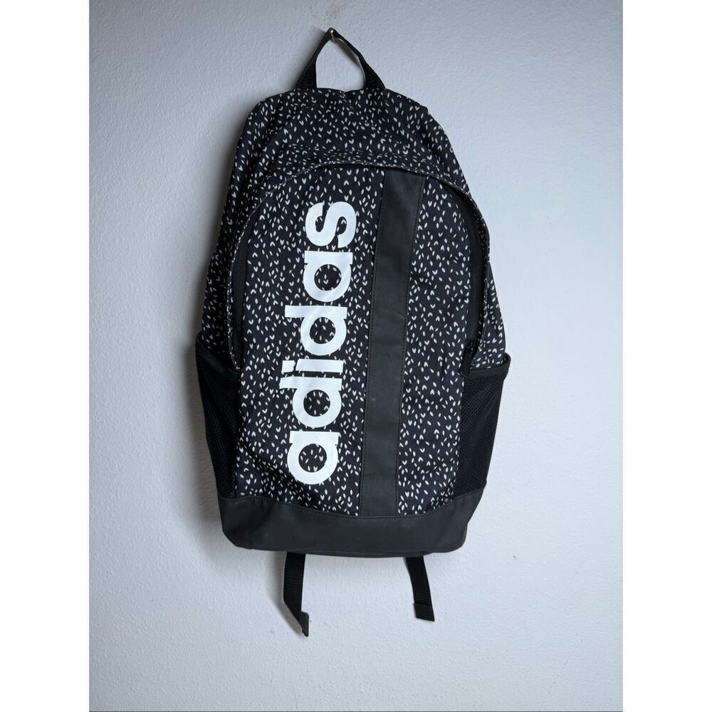 Rare Adidas Linear Graphic Backpack Black White Padded Straps